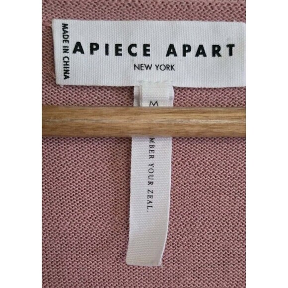 APIECE APART Sweater Womens Medium  Pink VNeck Puff Sleeve Knit - Picture 2 of 7